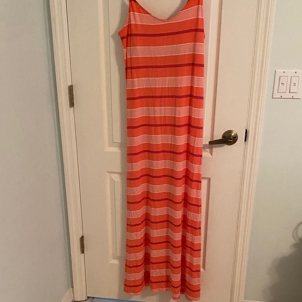🦩SO Vibrant Striped Maxi Dress in Orange and Pink🦩